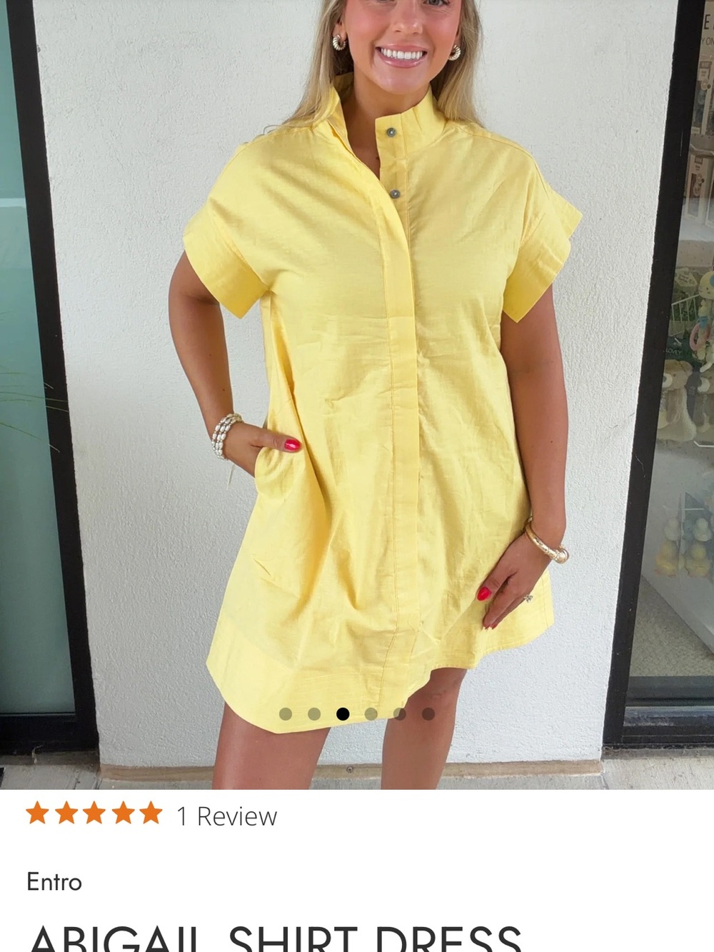 entro Sunny Yellow Short Sleeve Shirt Dress